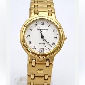 Krug-Baumen Charleston Gold Plated Gents Watch. Gilded strap and case- like new